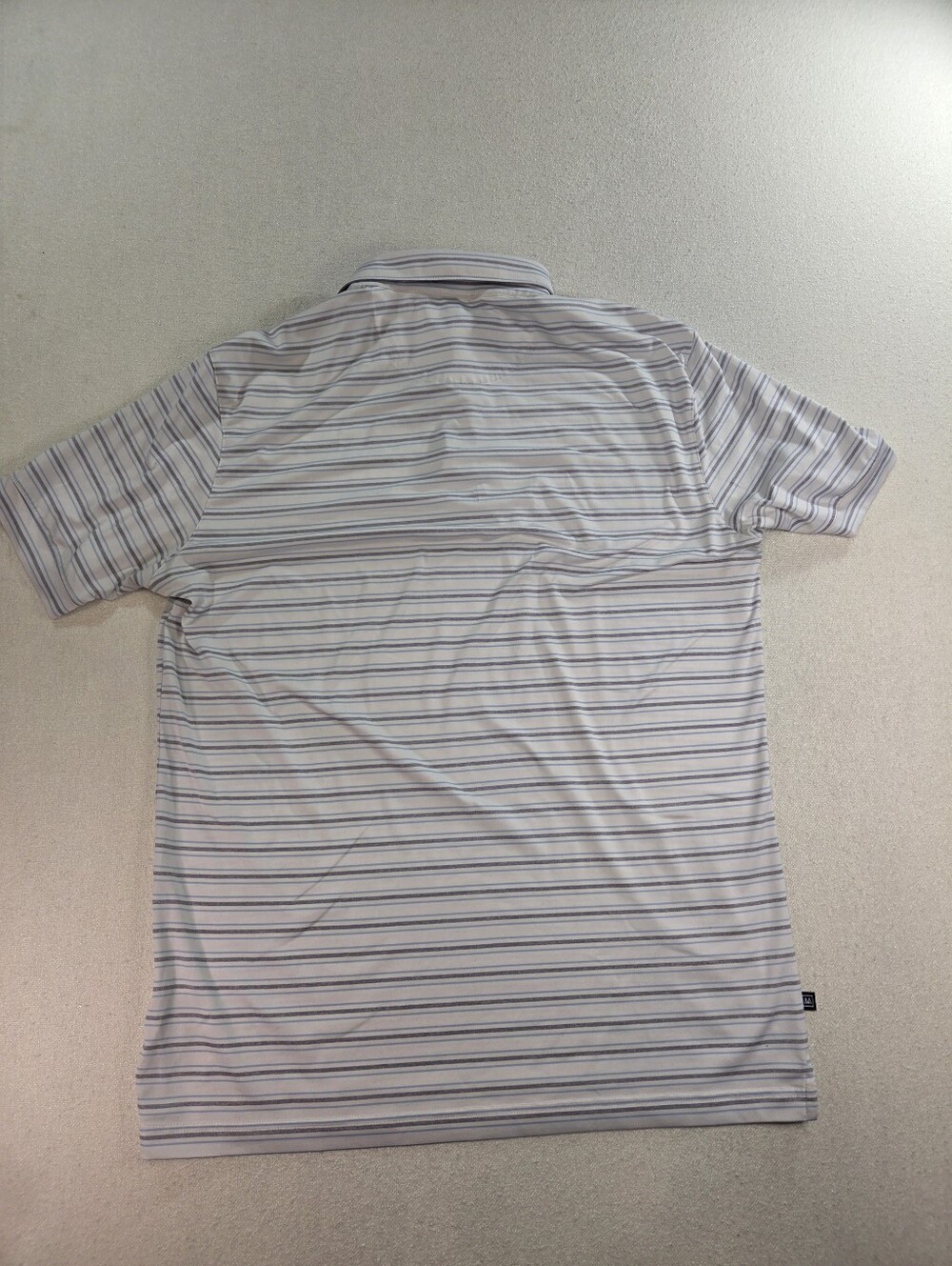 Mizzen+Main Polo Mens Medium Trim White Gray Blue Stripe Golf - Picture 7 of 7